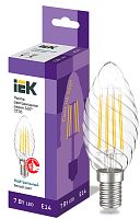 Лампа светодиодная CT35 свеча витая прозрачная 7Вт 230В 4000К E14 серия 360° | код LLF-CT35-7-230-40-E14-CL | IEK